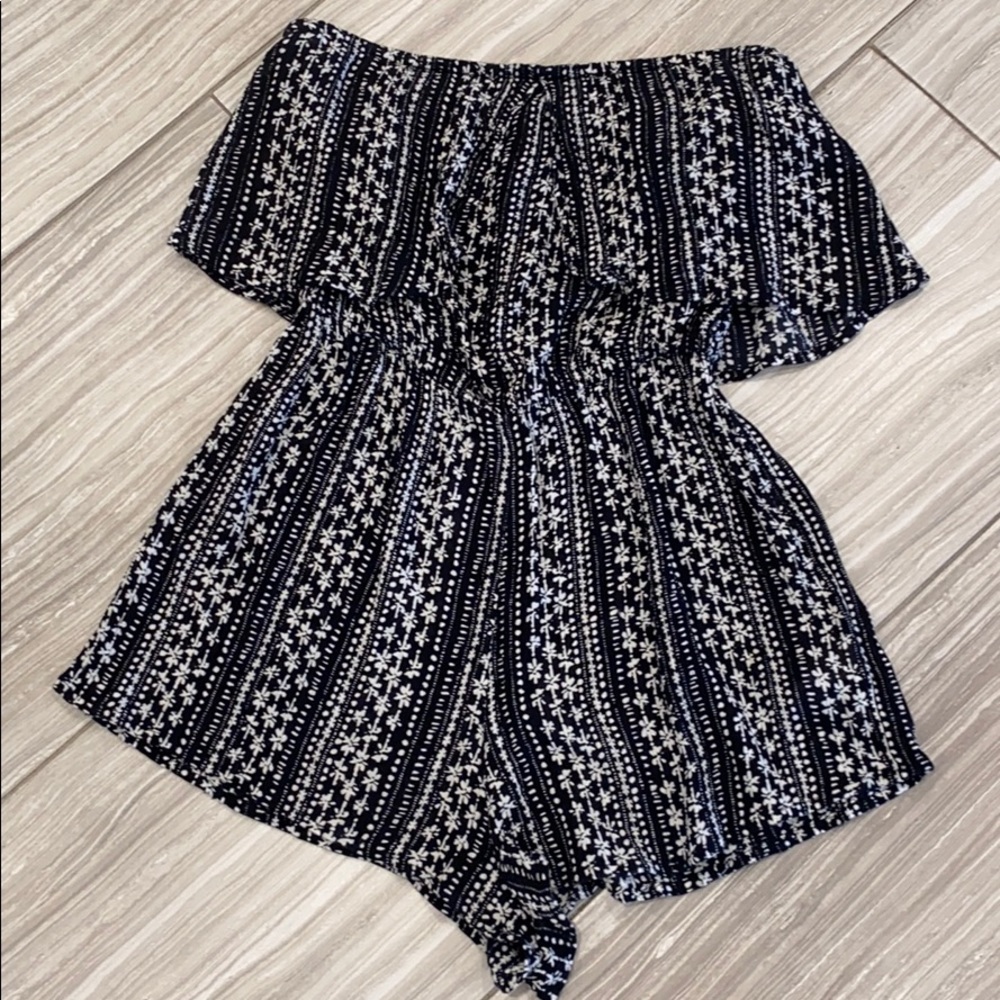Free people strapless romper black white